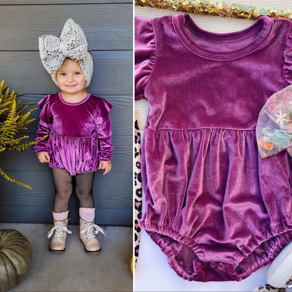 Plum velvet romper!